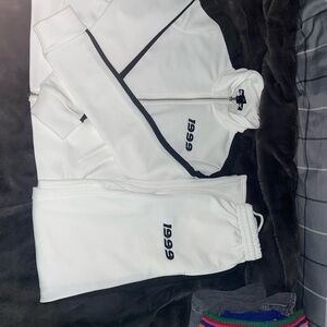 White Tracksuit with Black Accents